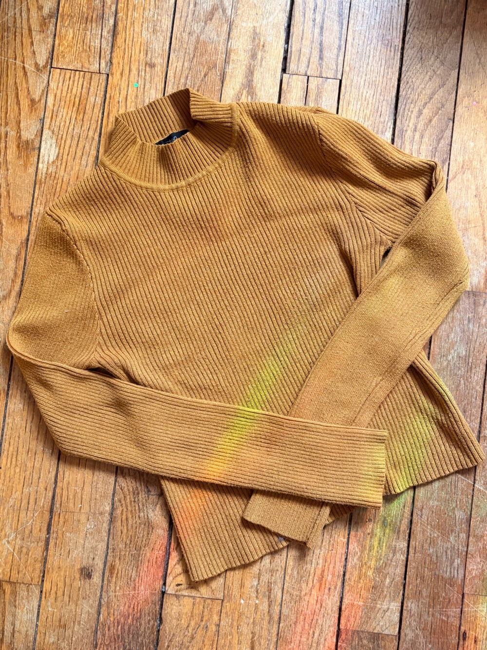 Ribbed V-Neck Sweater - Mustard